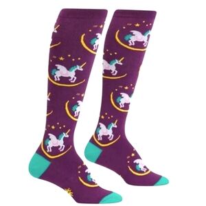 Sock It To Me Womens Purple Unicorn Pegasus Knee-High Socks